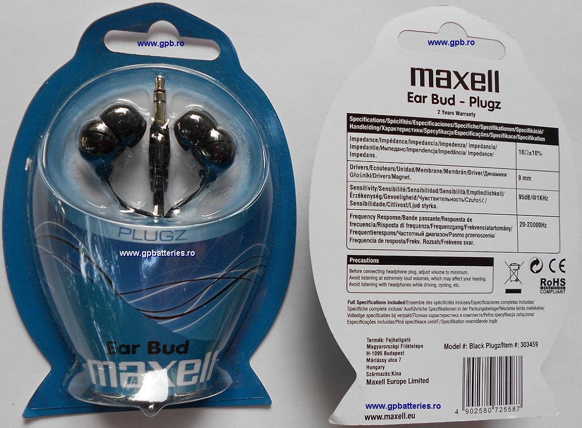 Casca Ear Bud Plugz Maxell culoare negru