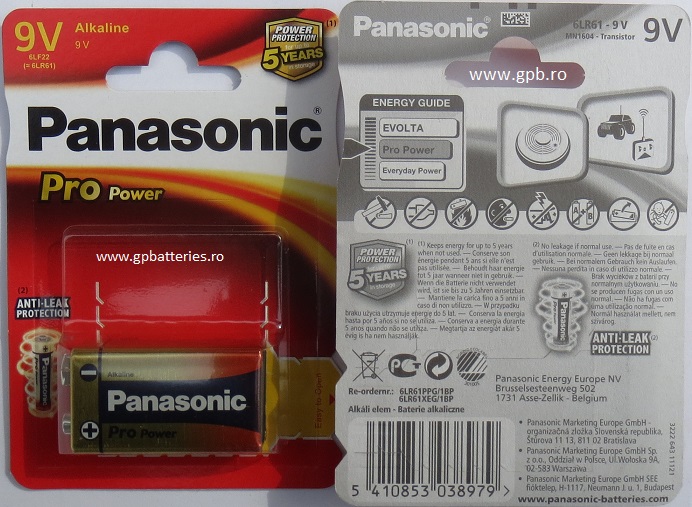 Panasonic baterie alcalina Gold 9V
