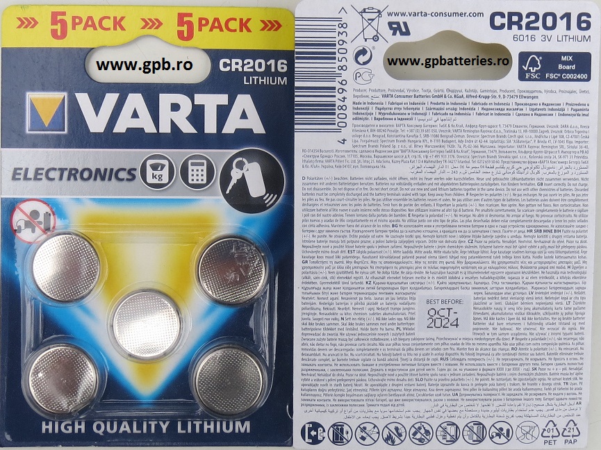 Varta baterie litiu CR2016 Blister 5