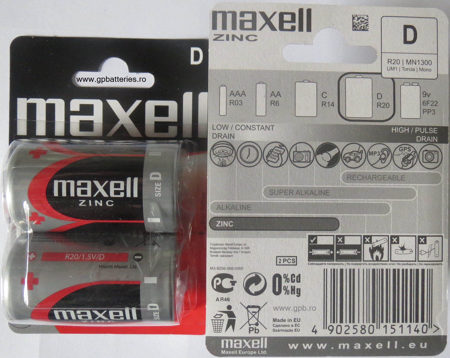 Baterie zinc R20 D Maxell