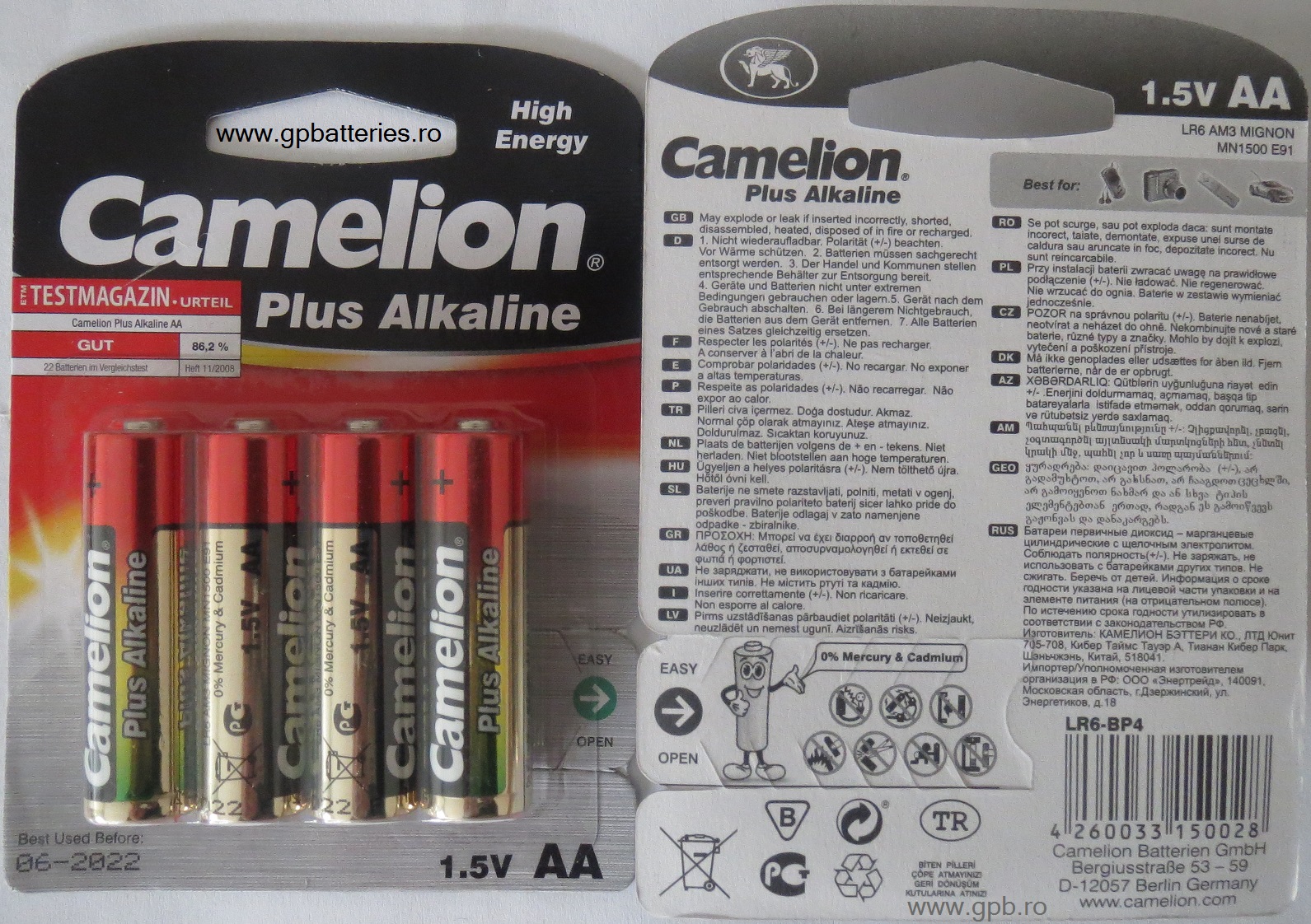 Baterie PLUS alcalina AA LR6 Camelion Germania blister 4