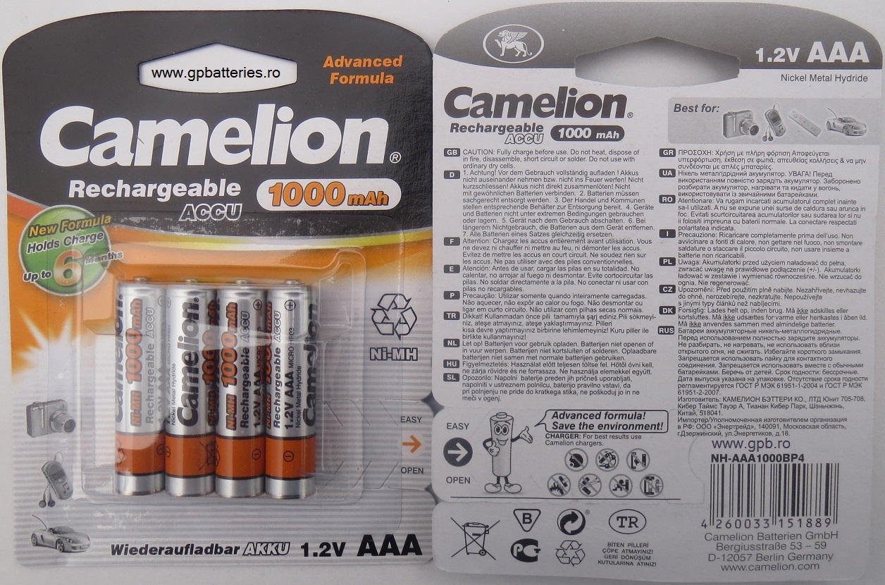 Camelion acumulator AAA R3 1000 Ni-MH B4