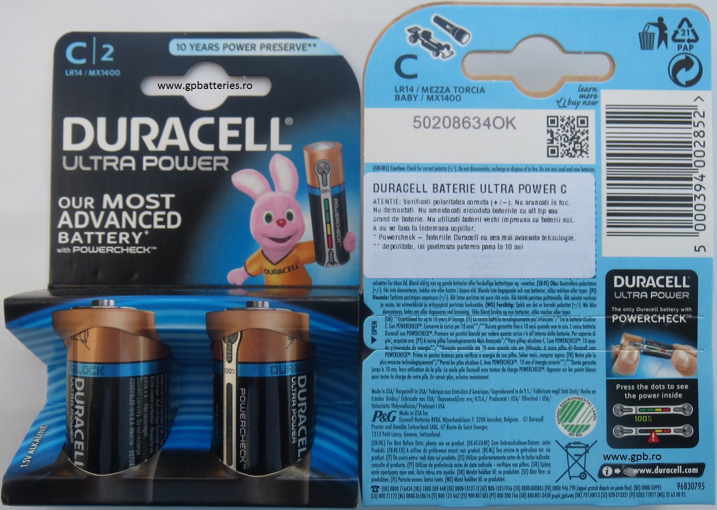 Baterie alcalina Duracell R14 C Ultra Power