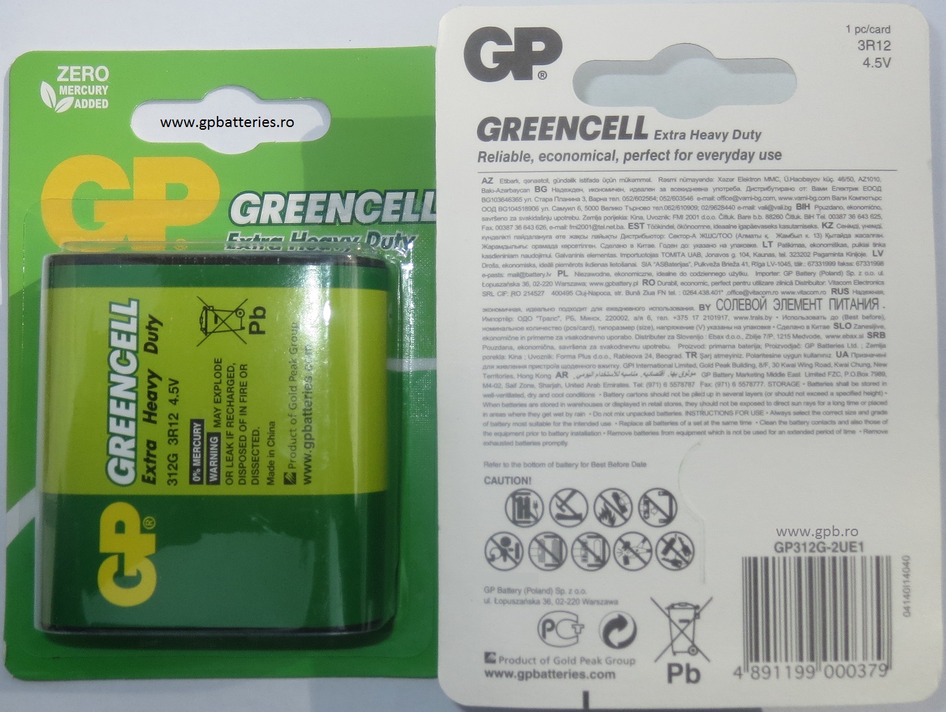 Baterie verde nealcalina 3R12 GP Batteries