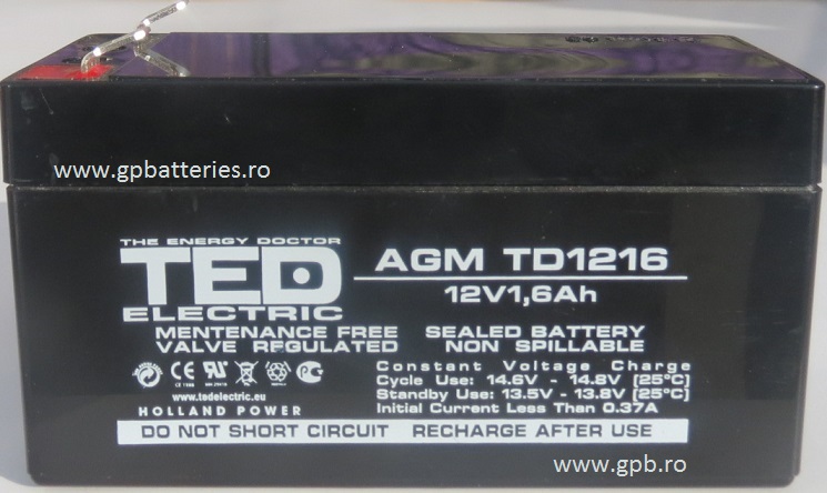 Acumulator AGM 12V 1,6A TED
