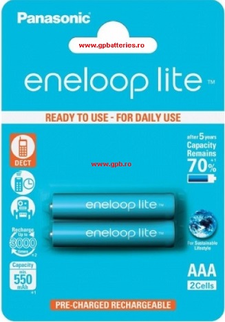Eneloop acumulator ready to use Ni-MH AAA (R3) 550mA lite Power Blister 2