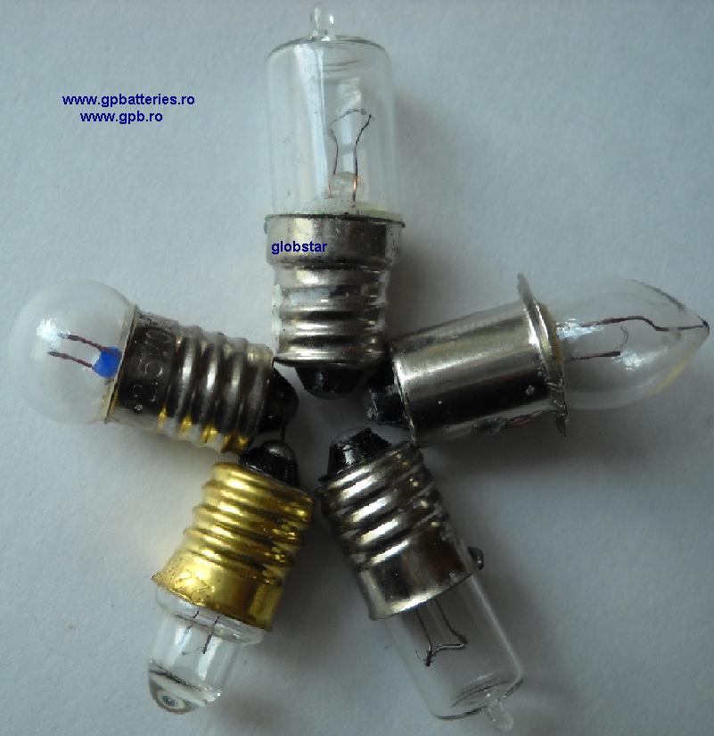 Bec miniatura cu filet pentru lanterna 2,5V 0,3A