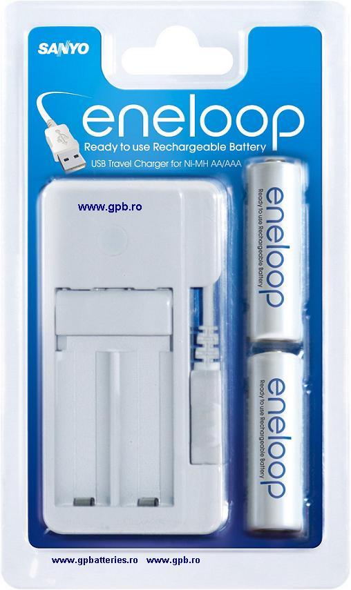 Eneloop incarcator USB include 2 acumulatori AA R6