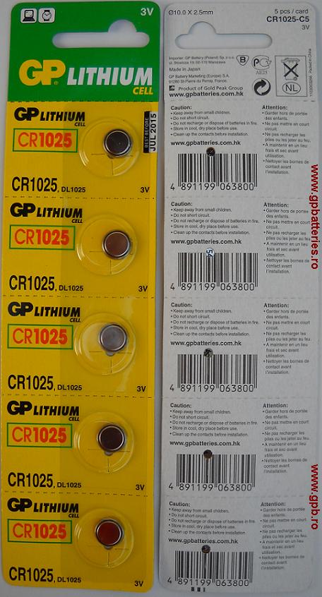 Baterie CR1025 GP Batteries sau Panasonic