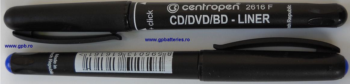 Marker CD/DVD albastru / negru Centropen 0,6 mm