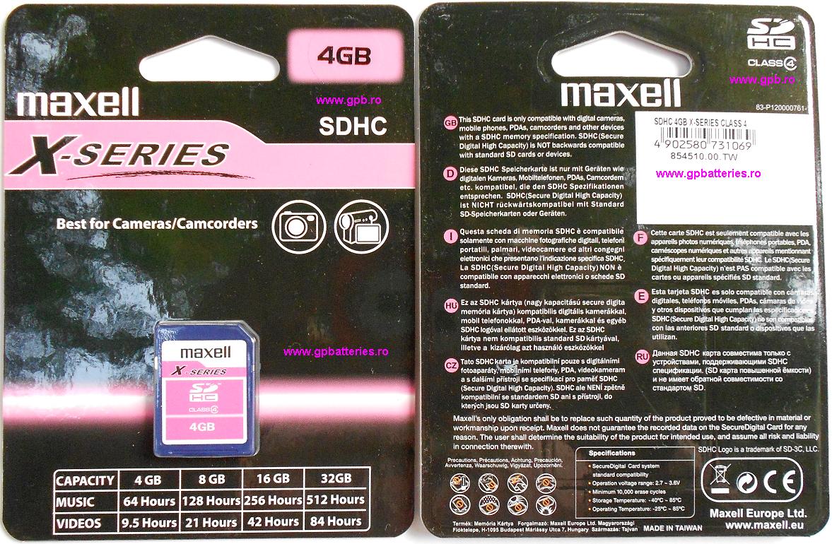 Card memorie 4G SD X-Series SDHC Class 4 b Maxell original