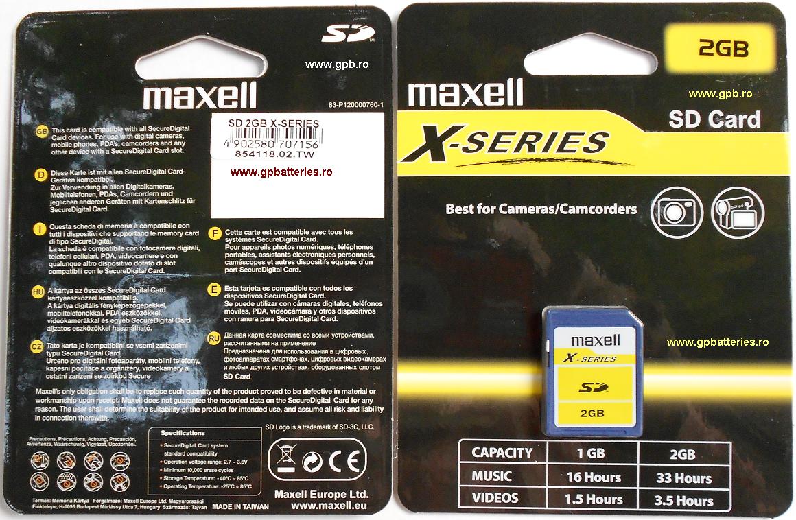 Card memorie 2Gb SD X-Series SDHC Class 4 Maxell original