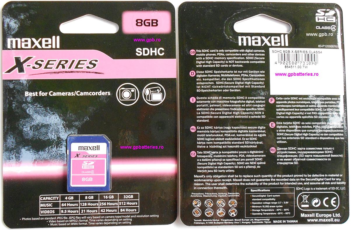 Card memorie 8G SD X-Series SDHC Class 4 Maxell original