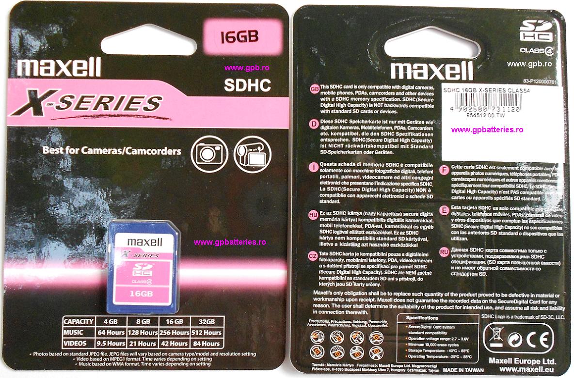 Card memorie 16Gb SD X-Series SDHC Class 4 Maxell original