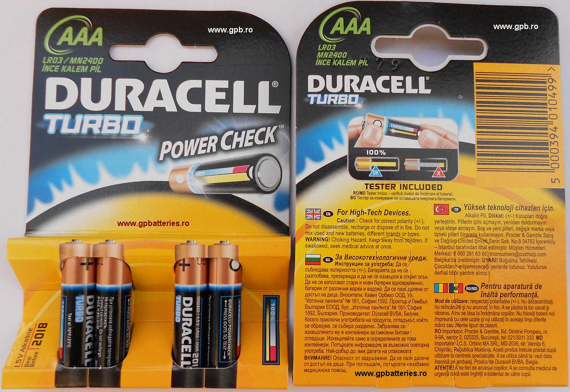 Baterie DuraCell TURBO AAA R3 B4