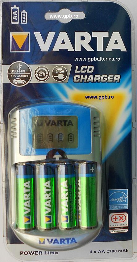 Incarcator Varta cu LCD Power Line include 4 x 2700mA AA R6