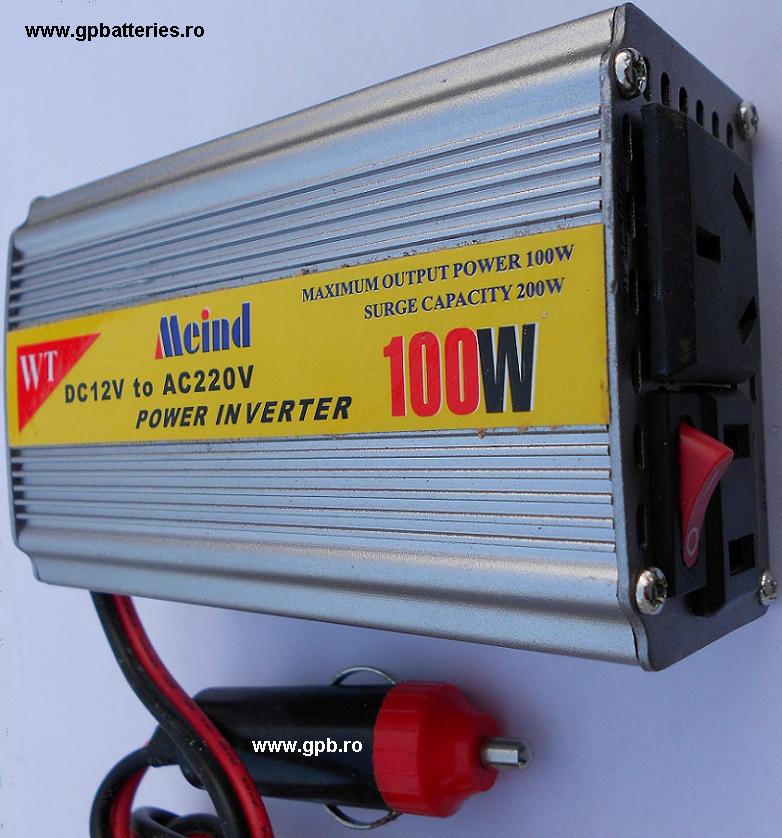 Convertor de la 12V la 220-230V maxim  100W