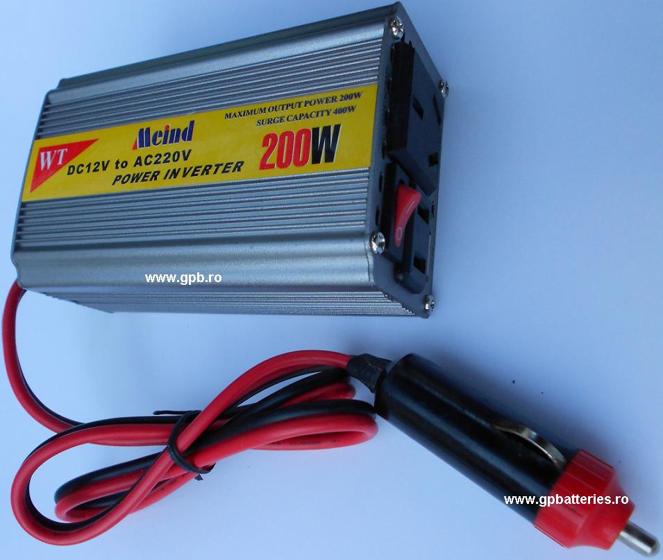 Convertor de la 12V la 220-230V maxim 200W