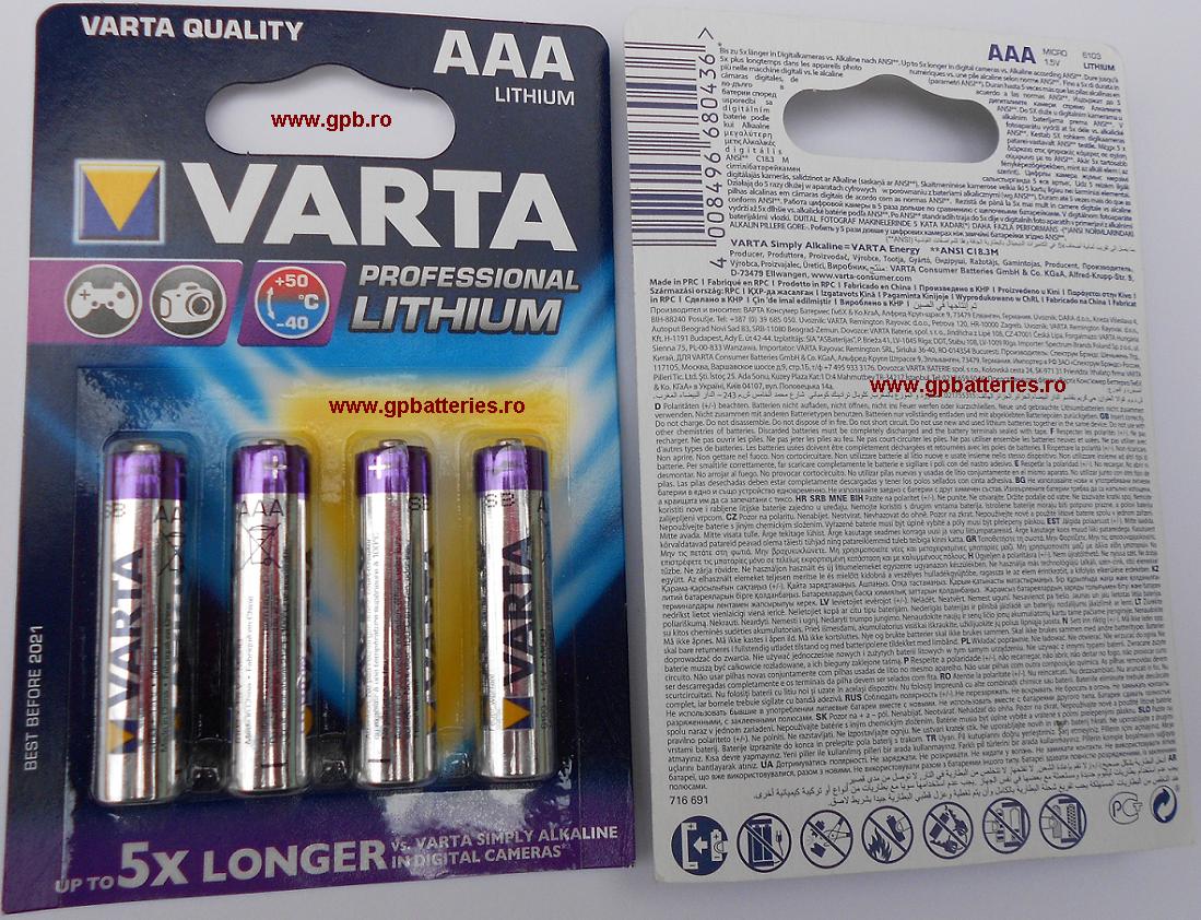Baterie litium Varta 1,5V AAA LR3 Professional 6103