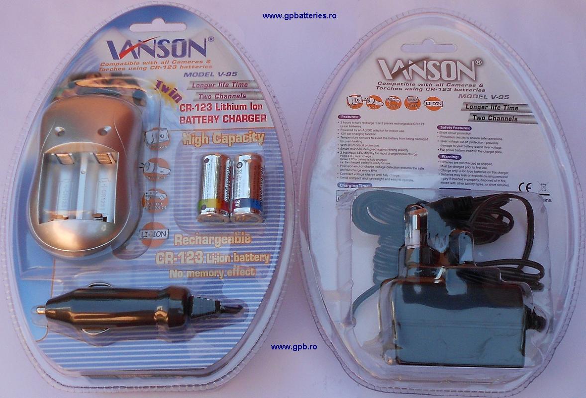 Incarcator Vanson pentru acumulator litiu CR123A