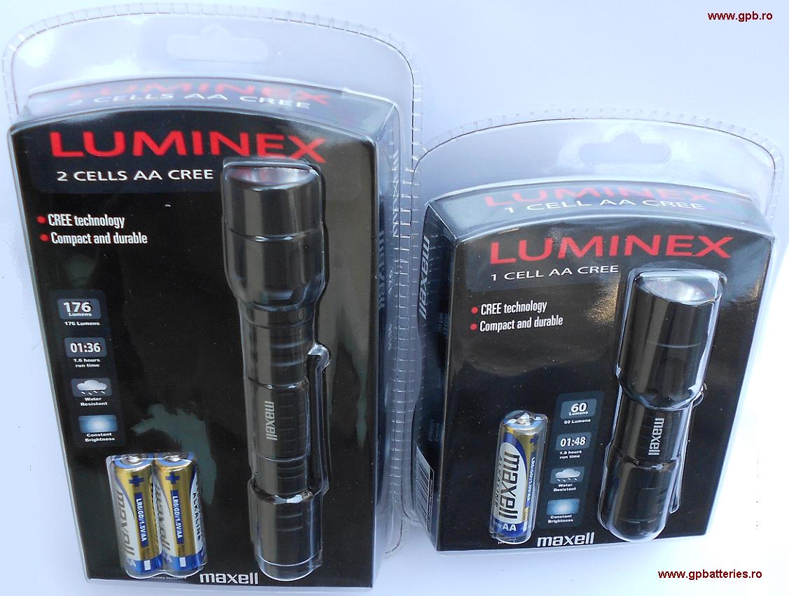 Lanterna Luminex Maxell cu led CREE include 1 baterie AA cod 303394