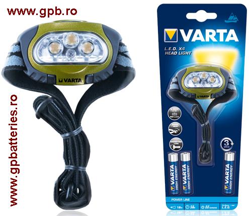 Lanterna Power Line pentru cap VARTA din Germania 4 leduri cod 17631