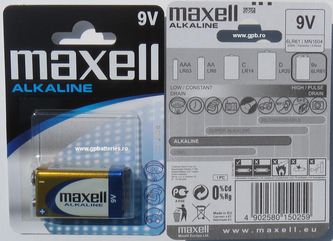 Baterie alcalina 9V Maxell