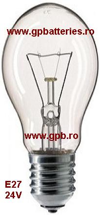 Bec clar incandescent cu E 27 100 W 24 volti