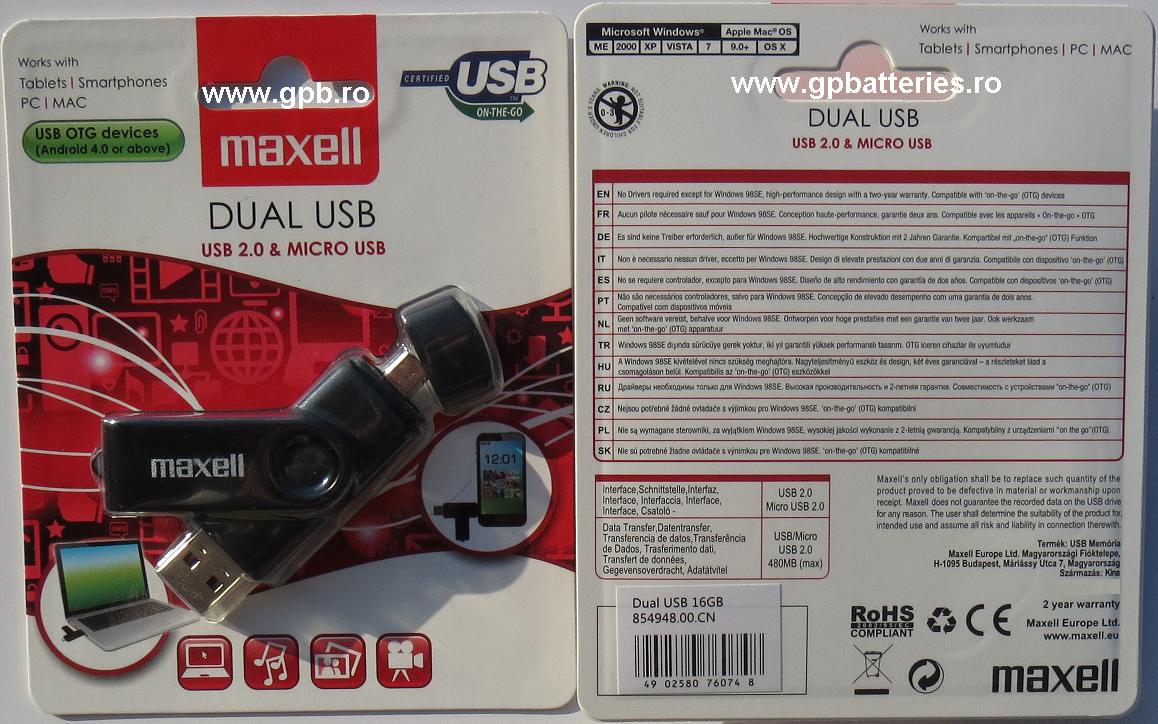 Card memorie dual USB Stick si microUSB 16Gb