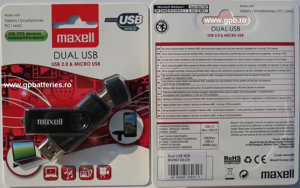 Card memorie dual USB Stick si microUSB 8Gb