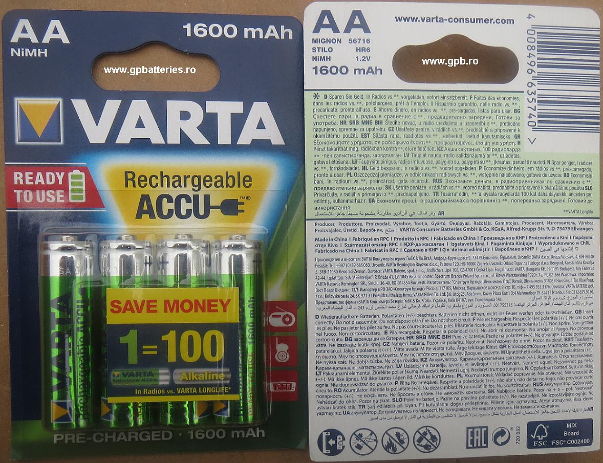 Acumulator VARTA Ready to USE 1600mA real 56716