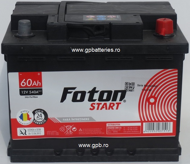 Acumulator Auto Foton 12V 60A