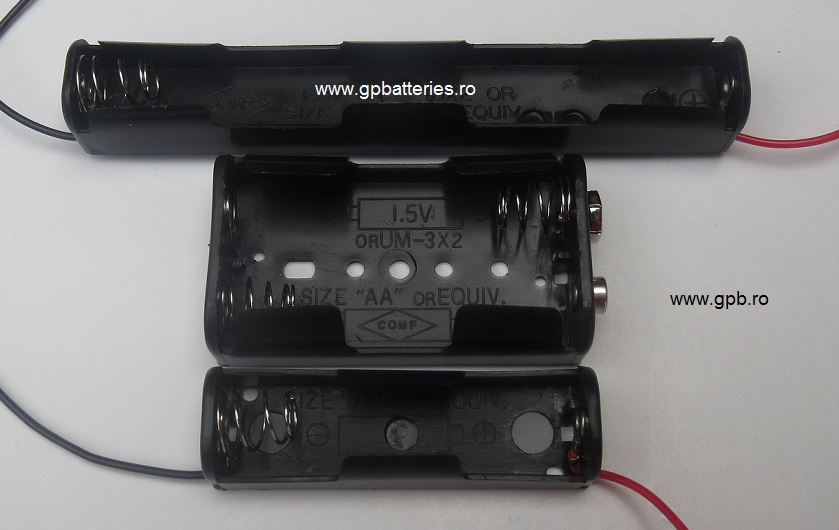 Suport baterii acumulatori 2xR6 AA cu terminal tip 9V