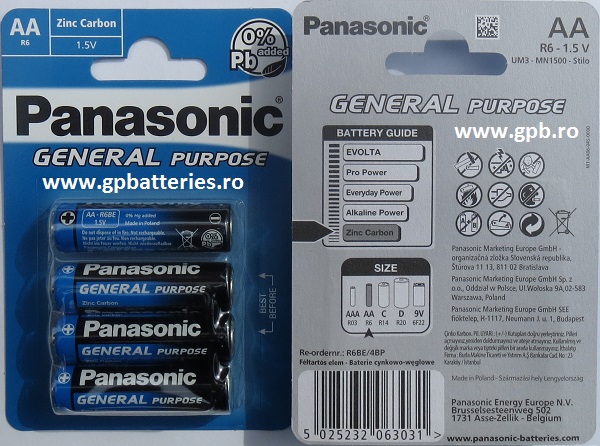 Panasonic baterie zinc-carbon AA R6