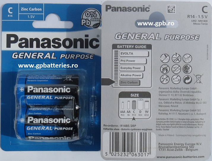 Panasonic baterie zinc-carbon C R14 
