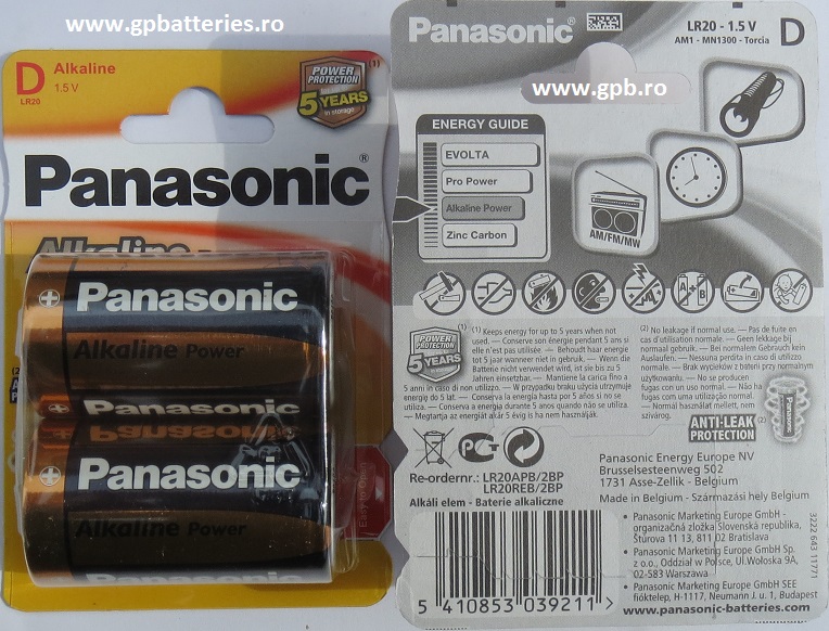 Panasonic baterie alcalina bronze R20