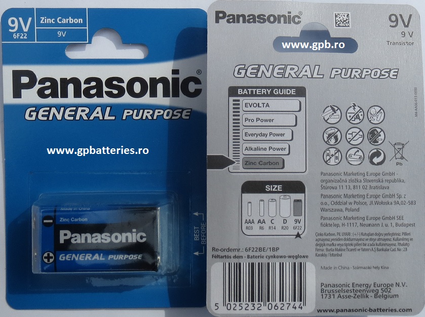 Panasonic baterie zinc-carbon 9V