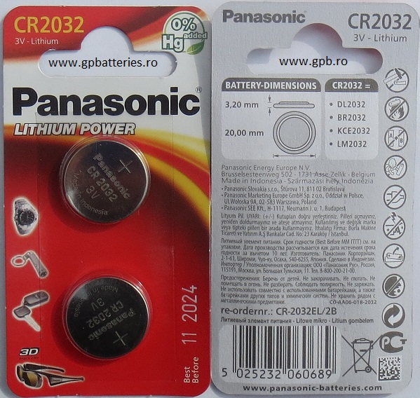 Panasonic baterie litiu 2032
