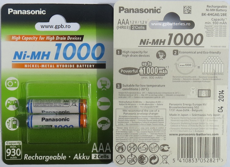 Panasonic acumulator Ni-MH 1000mA