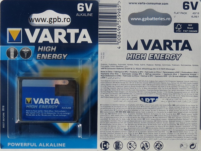 Baterie Varta 6V J 4LR61 7K67 DuraCell V4918