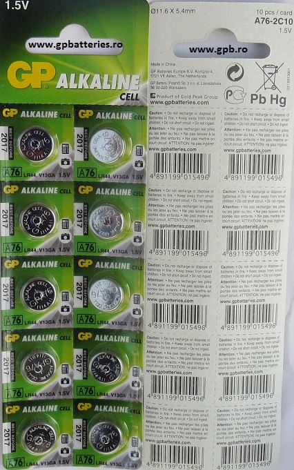 Baterie alcalina GP A76 AG13