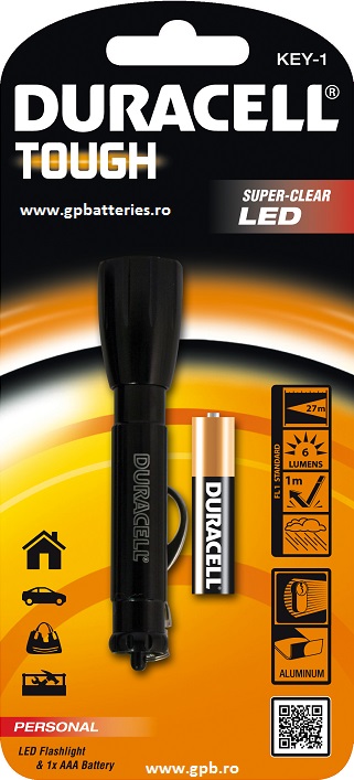 Duracell lanterna metal Tough cu Led x 1 include 1 x AAA(R3) KEY-1