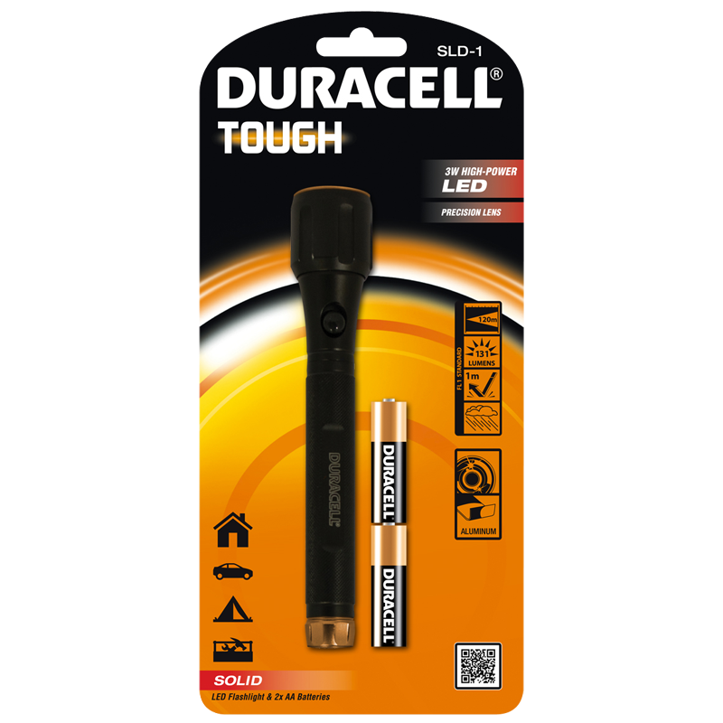 Duracell lanterna metal Tough Led 3W include 2 x AA(R6) SLD-1