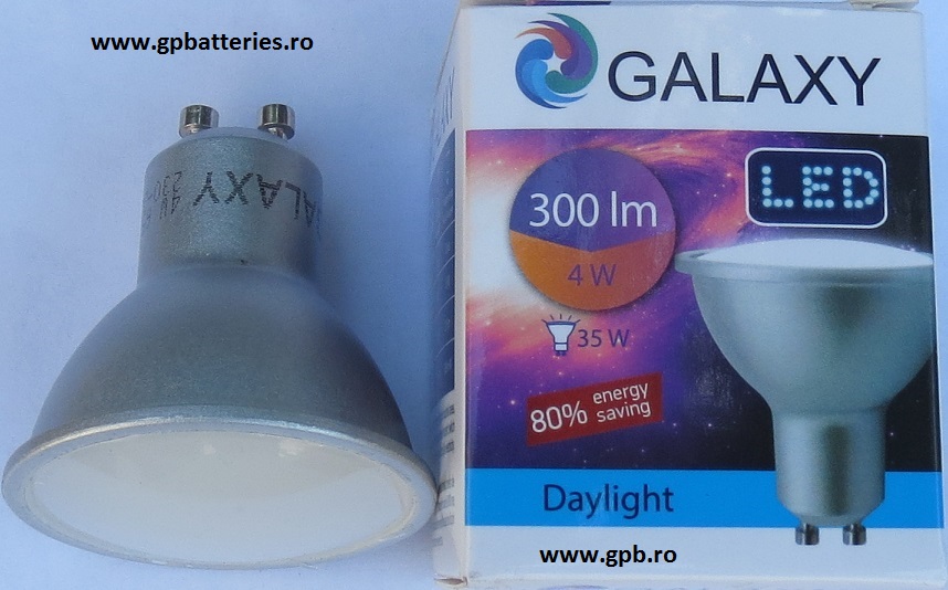 Bec LED 4W 6500K cu GU10 230V Galaxy