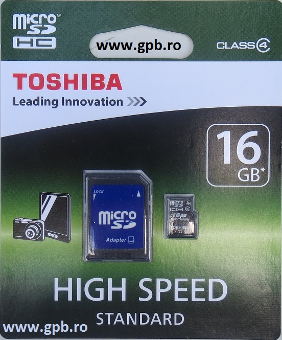 Card memorie microSD cu adaptor 16Gb Toshiba