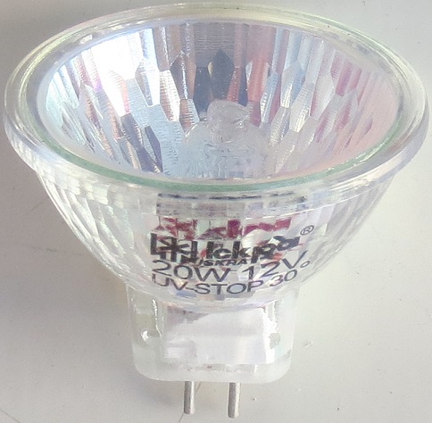 Bec dichroic-halogen 12 volti / 20 watt cu geam GU5.3 MR16 Iskra