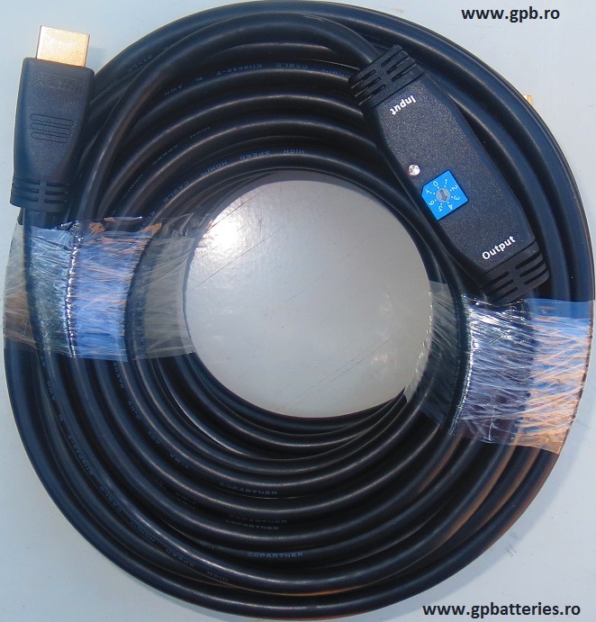 Cablu HDMI digital la HDMI digital mufe aurite 20 ml. cu amplificator 