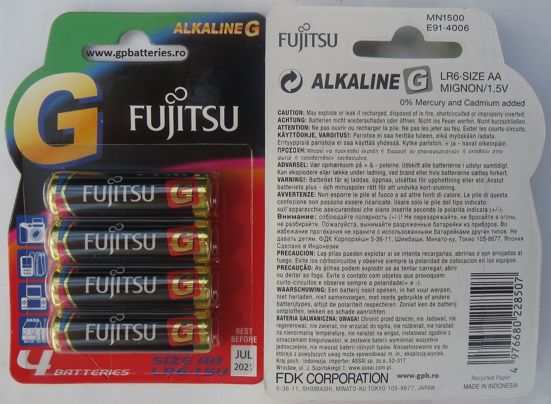 Fujitsu baterie alcalina AA (LR6) blister 4