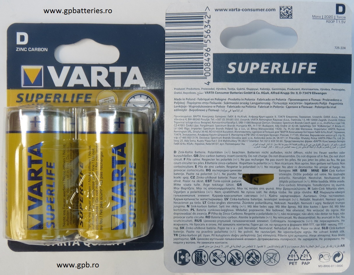 Baterie SuperLife D R20 Varta