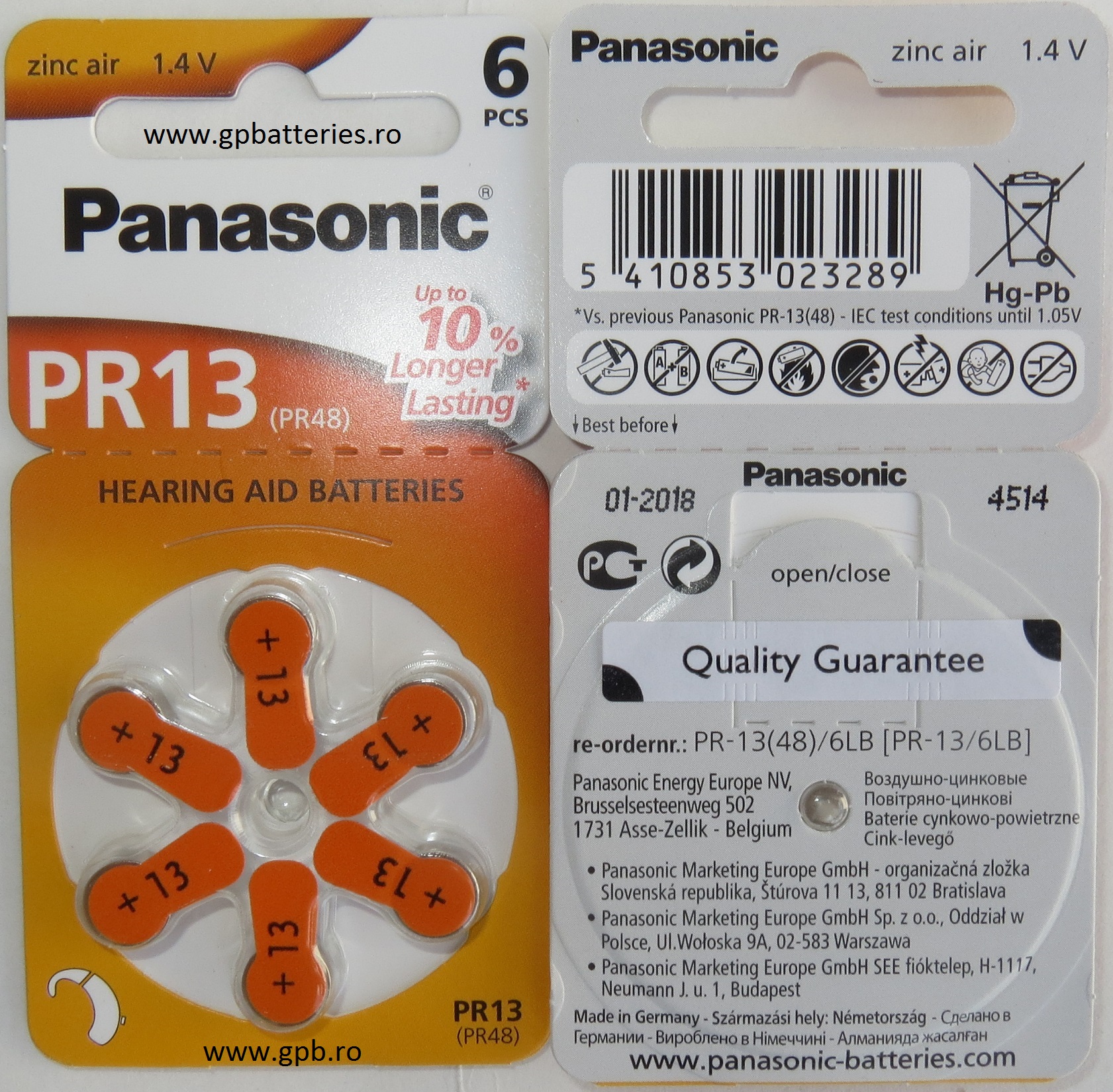 Panasonic baterie zinc-aer ZA13